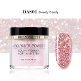 NACIDO PRETTY Pink Glitter Polvo Acrílico Constructor Nail Art Decoraciones Lentejuelas Polímero Powder Tip Extensión Nail Art Manicure