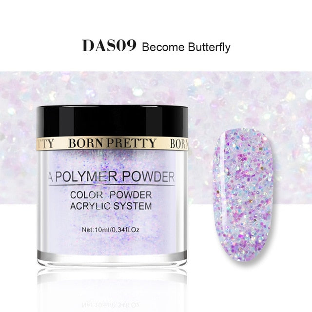 NACIDO PRETTY Pink Glitter Polvo Acrílico Constructor Nail Art Decoraciones Lentejuelas Polímero Powder Tip Extensión Nail Art Manicure