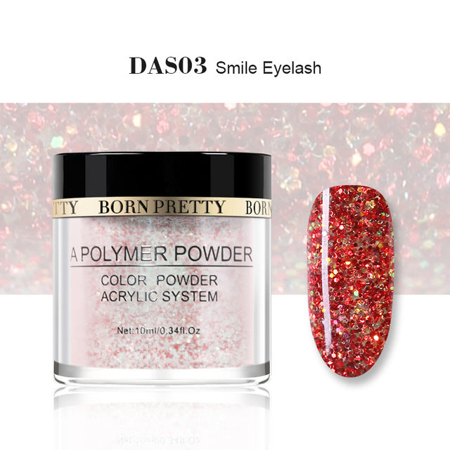 BORN PRETTY Polvo de acrílico transparente blanco rosado 10ml Extensión de la punta Polvo de polímero de uñas francés Acrílico Cepillo Cristal Contenedor de vidrio