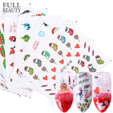 Belleza completa 1 unids Ciervos de Navidad Papá Noel Boot Bells Diseños Etiqueta Engomada del clavo Agua manicura Invierno Calcomanías completas Slider Tool STZ405-438