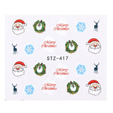 Belleza completa 1 unids Ciervos de Navidad Papá Noel Boot Bells Diseños Etiqueta Engomada del clavo Agua manicura Invierno Calcomanías completas Slider Tool STZ405-438