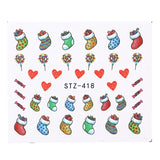 Belleza completa 1 unids Ciervos de Navidad Papá Noel Boot Bells Diseños Etiqueta Engomada del clavo Agua manicura Invierno Calcomanías completas Slider Tool STZ405-438