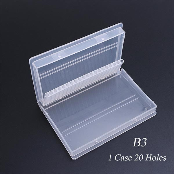 Belleza completa 20 ranuras Caja de almacenamiento Para Nail Drill Bit Holder Contenedor Caso Exhibición Organizador Acrílico Manicura Herramienta CHA35-1