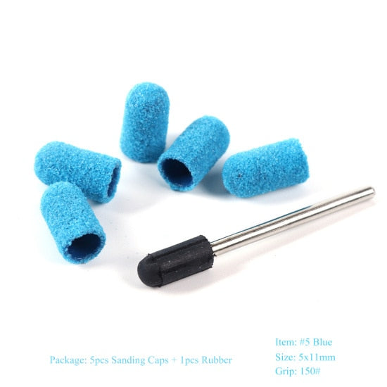 Multi-tamaño eléctrico del clavo Broca Bandas de lijado Caps 150 Grip Rubber Mandrel Machine Fresa para herramientas de manicura CH721