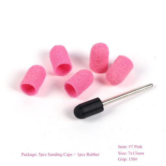 Multi-tamaño eléctrico del clavo Broca Bandas de lijado Caps 150 Grip Rubber Mandrel Machine Fresa para herramientas de manicura CH721