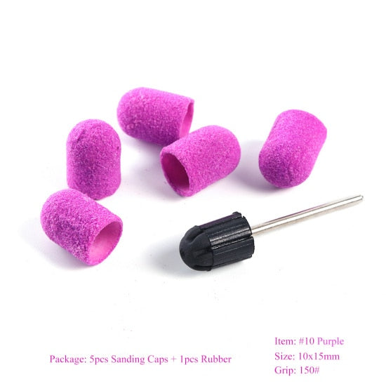 Multi-tamaño eléctrico del clavo Broca Bandas de lijado Caps 150 Grip Rubber Mandrel Machine Fresa para herramientas de manicura CH721